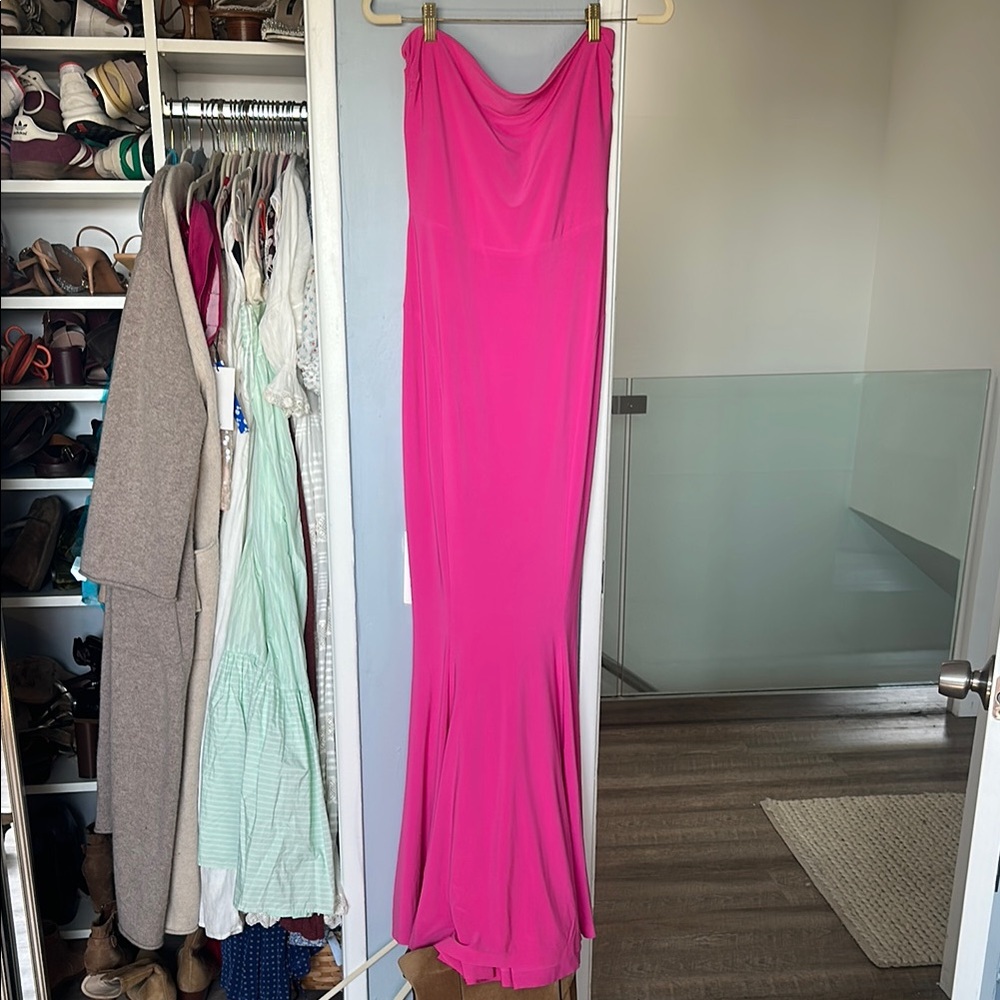 Norma Kamali x Revolve Fishtail Pink Strapless Gown